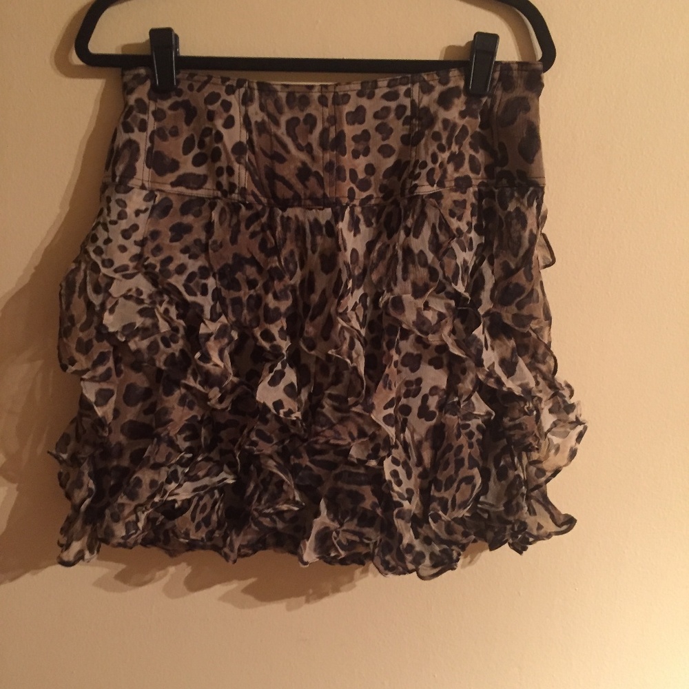 Silk Flirty Leopard Ruffled short skirt